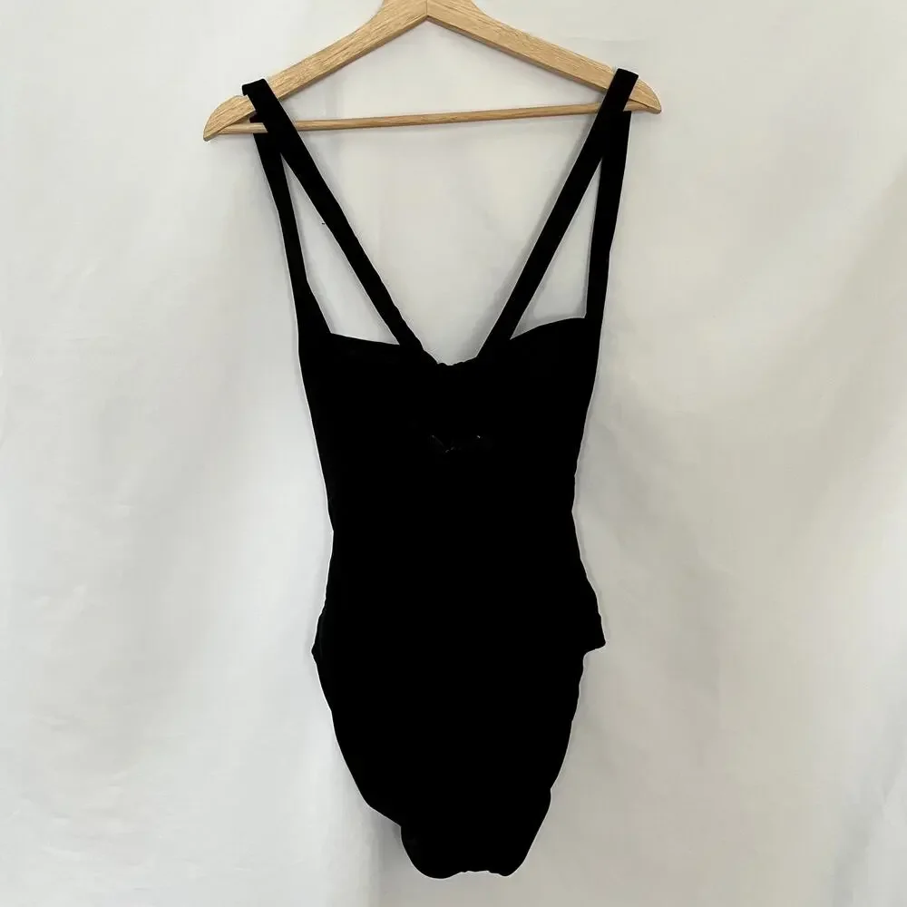Eddie Bauer slim‎ suit black one piece racerback adjustible women's size 14 tall